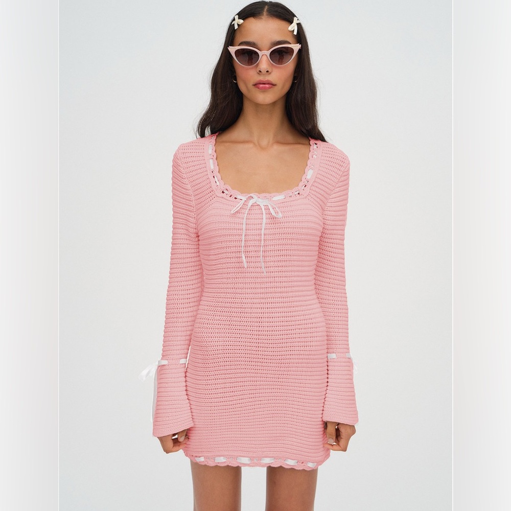For Love And Lemons Pink Knit Dress